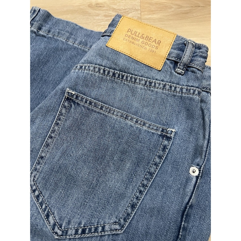 Pull & Bear Women's Jeans Size 0 Medium Wash Wide Leg Denim Trousers